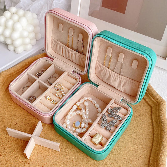 Simple Style Solid Color Pu Leather Jewelry Boxes