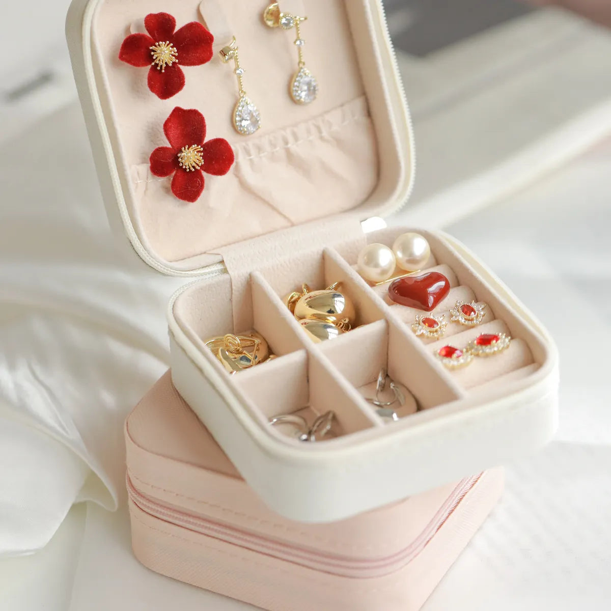 Simple Style Solid Color Pu Leather Jewelry Boxes