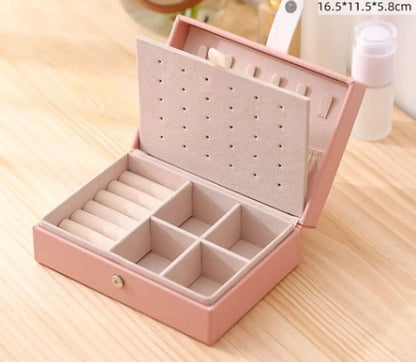 Simple Style Solid Color Pu Leather Jewelry Boxes