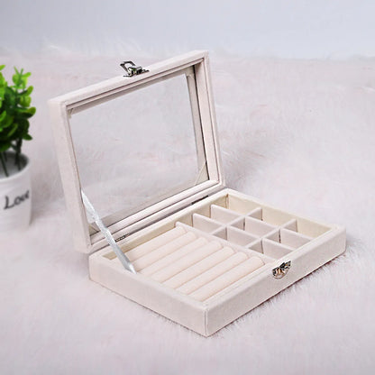 Simple Style Solid Color Pu Leather Jewelry Boxes