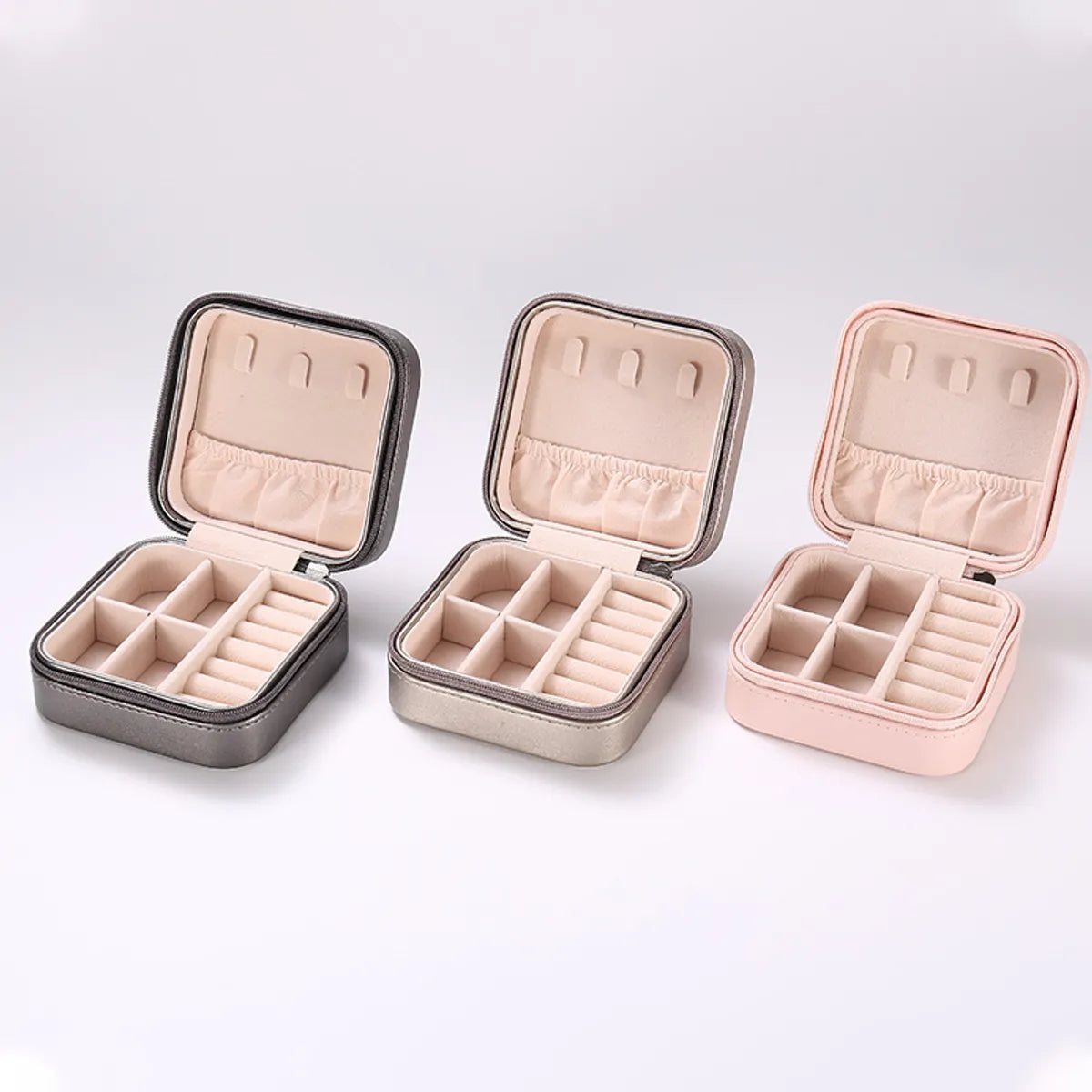 Simple Style Solid Color Pu Leather Jewelry Boxes