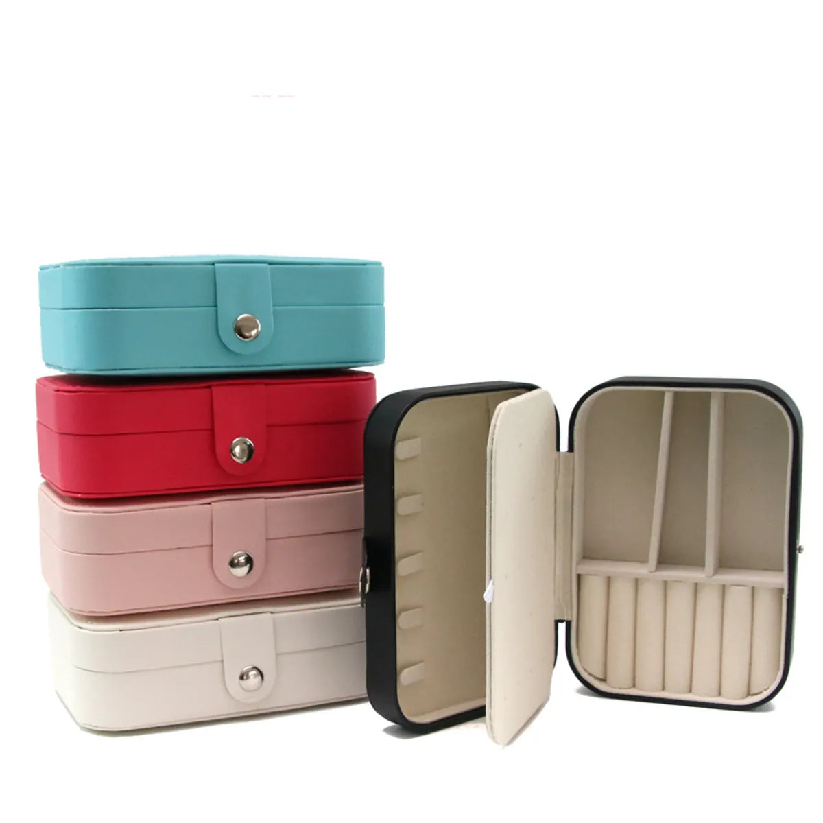 Simple Style Solid Color Pu Leather Jewelry Boxes