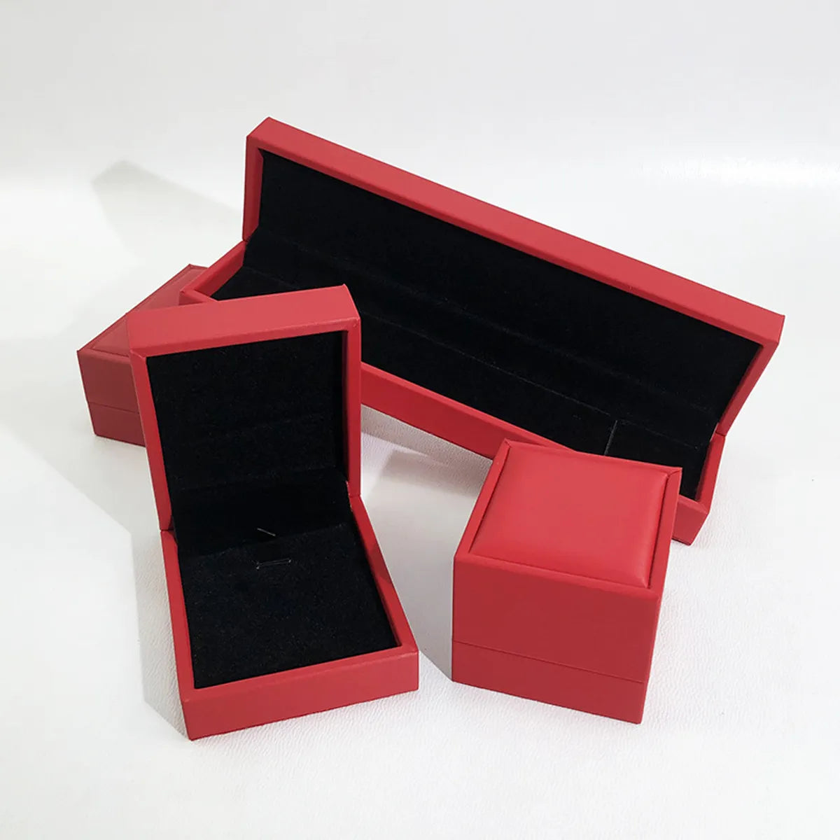 Simple Style Solid Color Pu Leather Jewelry Boxes