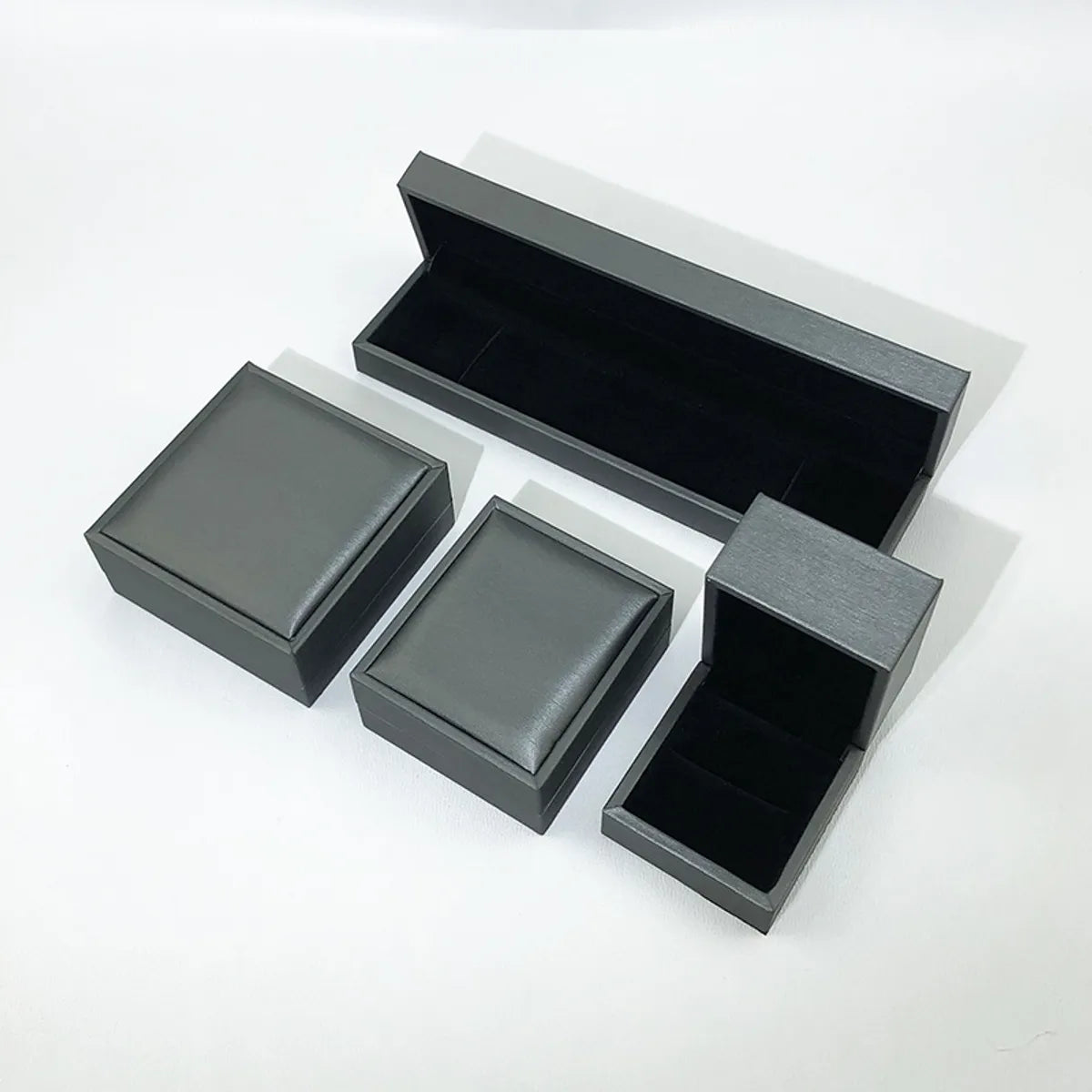 Simple Style Solid Color Pu Leather Jewelry Boxes