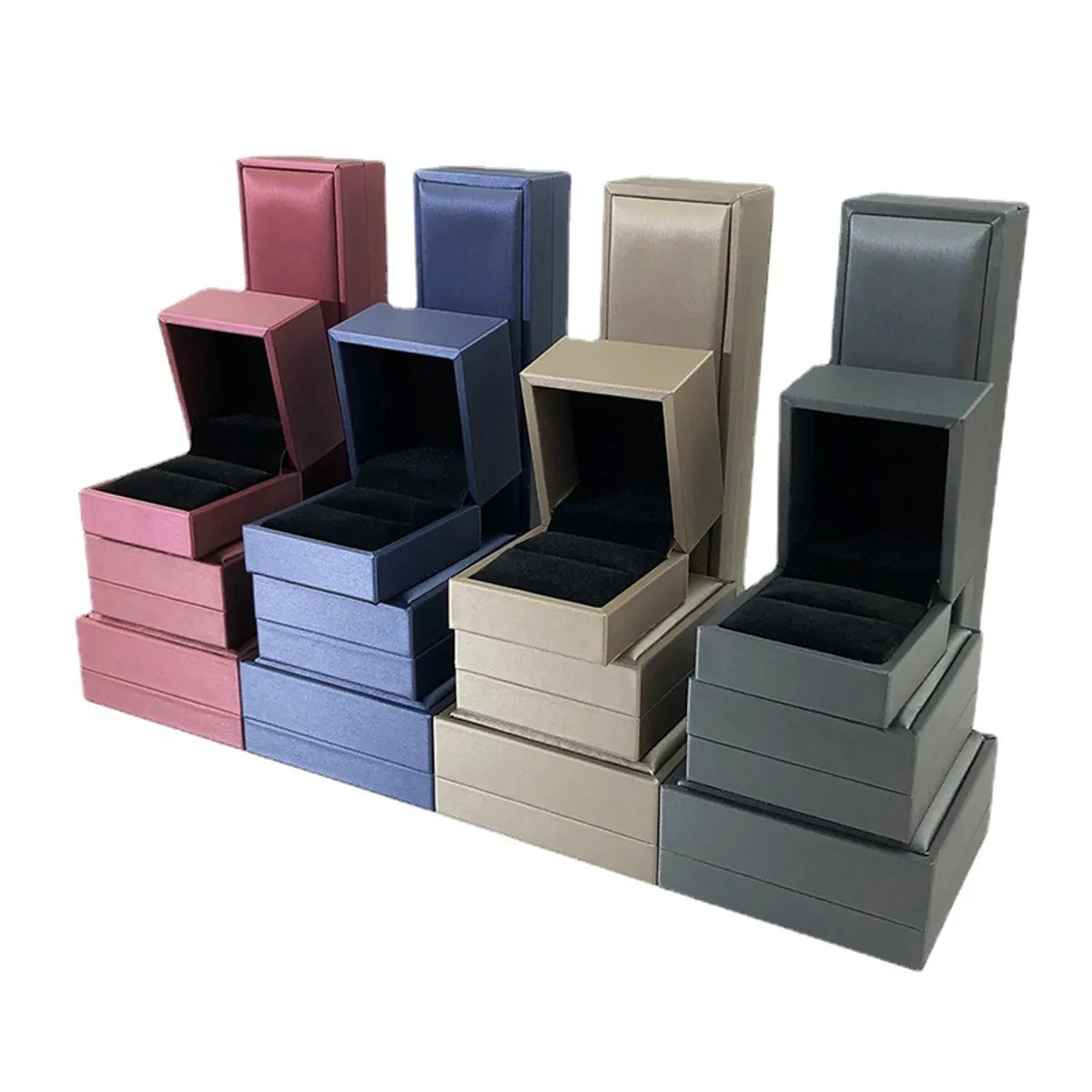 Simple Style Solid Color Pu Leather Jewelry Boxes