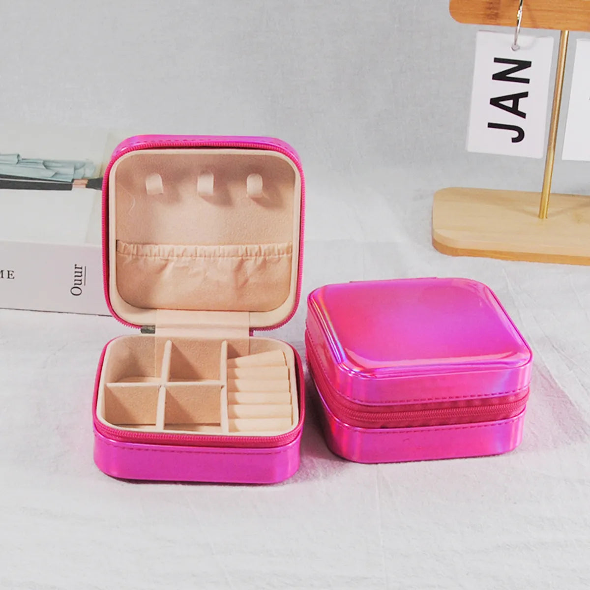 Simple Style Solid Color Pu Leather Jewelry Boxes