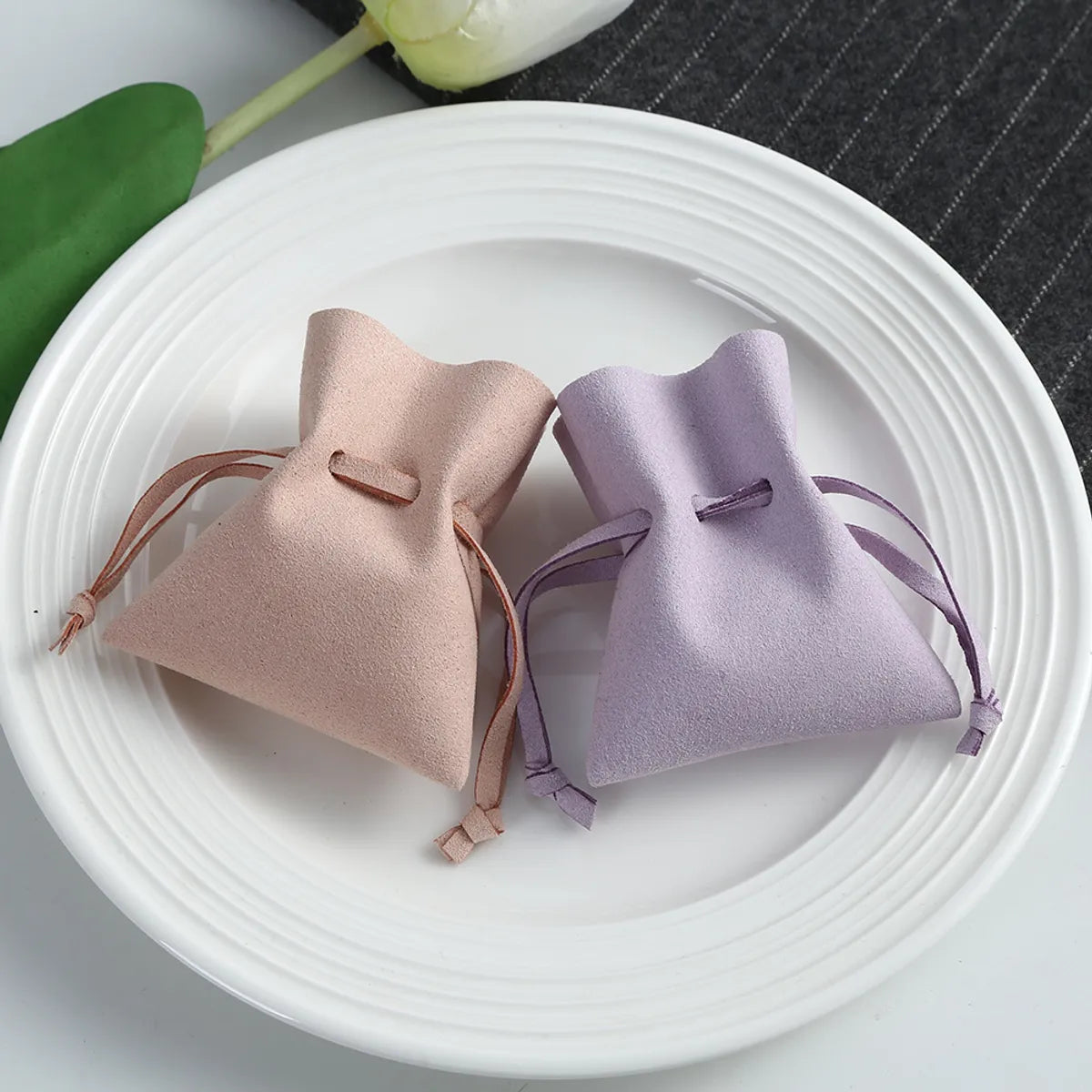 Simple Style Solid Color Pu Leather Jewelry Packaging Bags