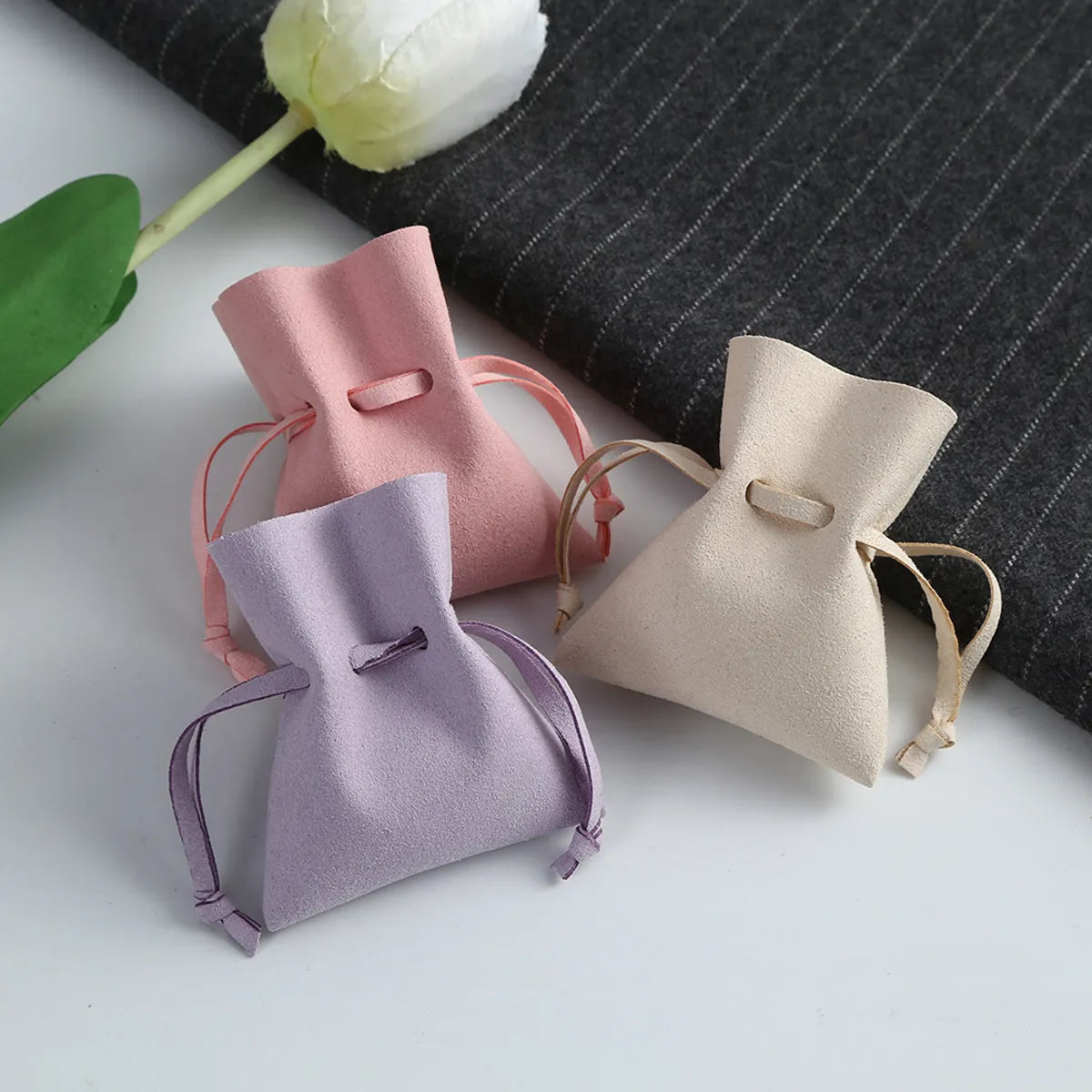 Simple Style Solid Color Pu Leather Jewelry Packaging Bags