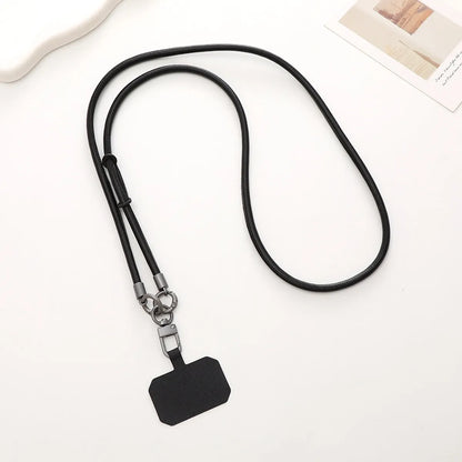 Simple Style Solid Color Pu Leather Knitting Chain Mobile Phone Chain