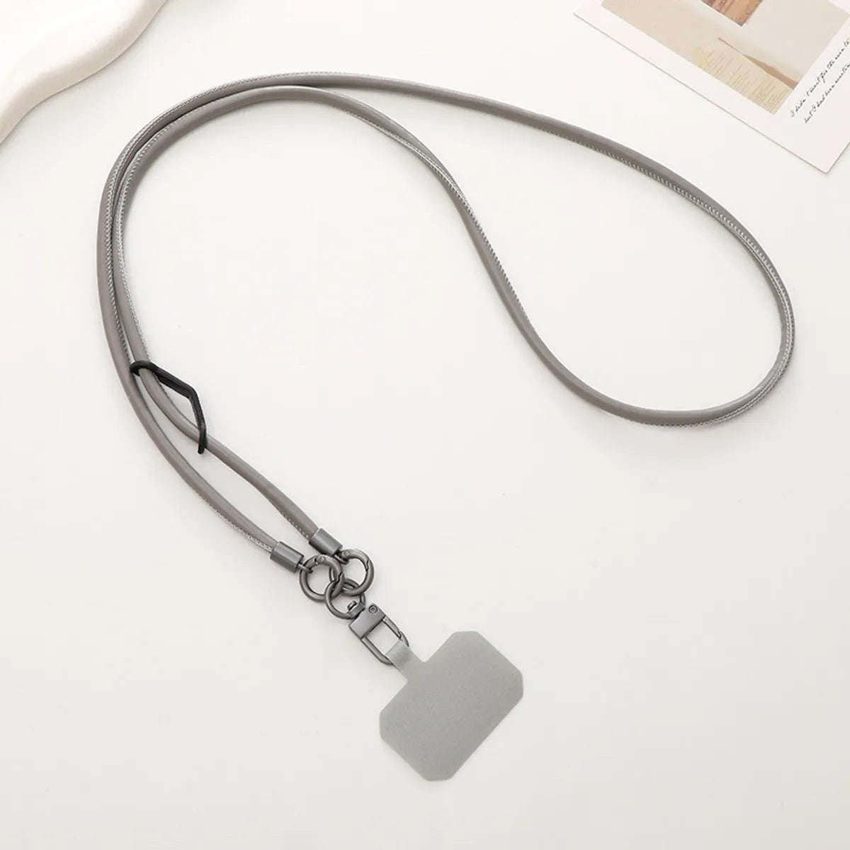 Simple Style Solid Color Pu Leather Knitting Chain Mobile Phone Chain