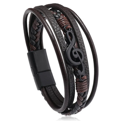 Simple Style Solid Color Pu Leather Men'S Bangle