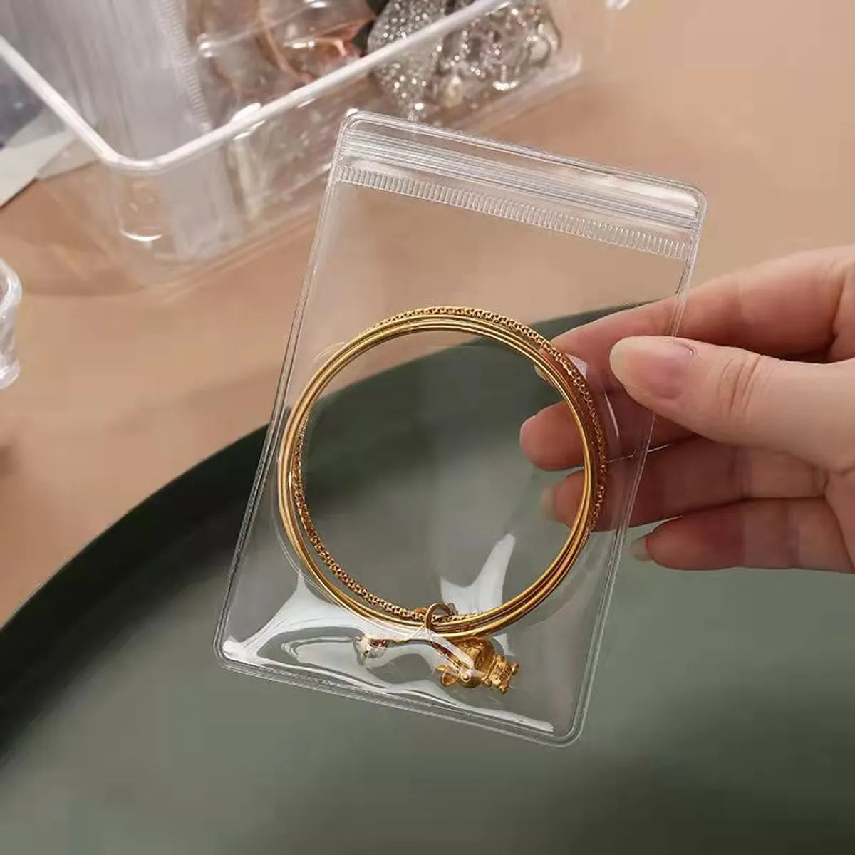 Simple Style Solid Color PVC Transparent Jewelry Packaging Bags