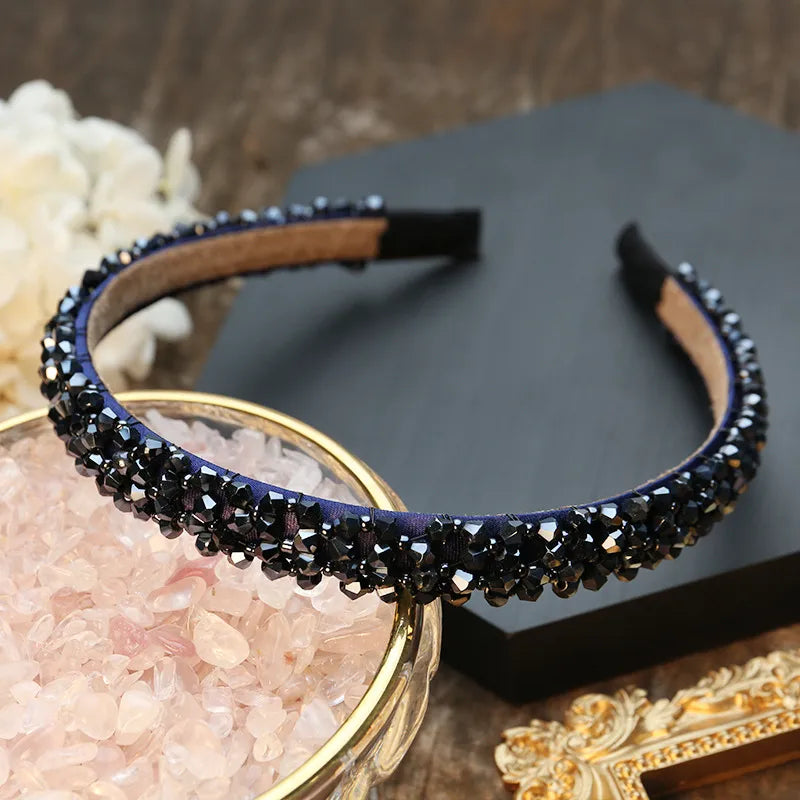 Simple Style Solid Color Rhinestone Inlay Crystal Hair Band