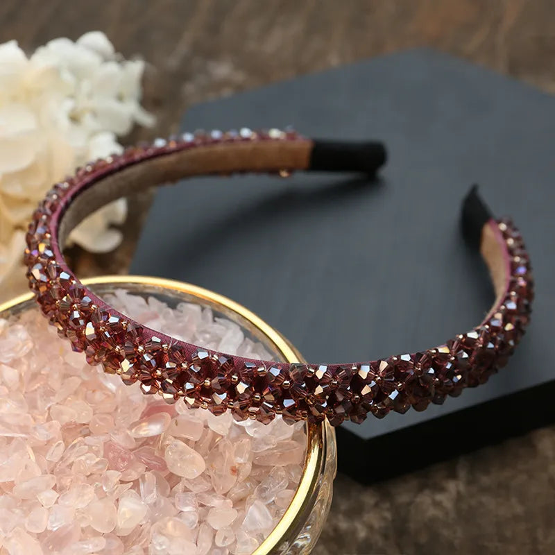 Simple Style Solid Color Rhinestone Inlay Crystal Hair Band