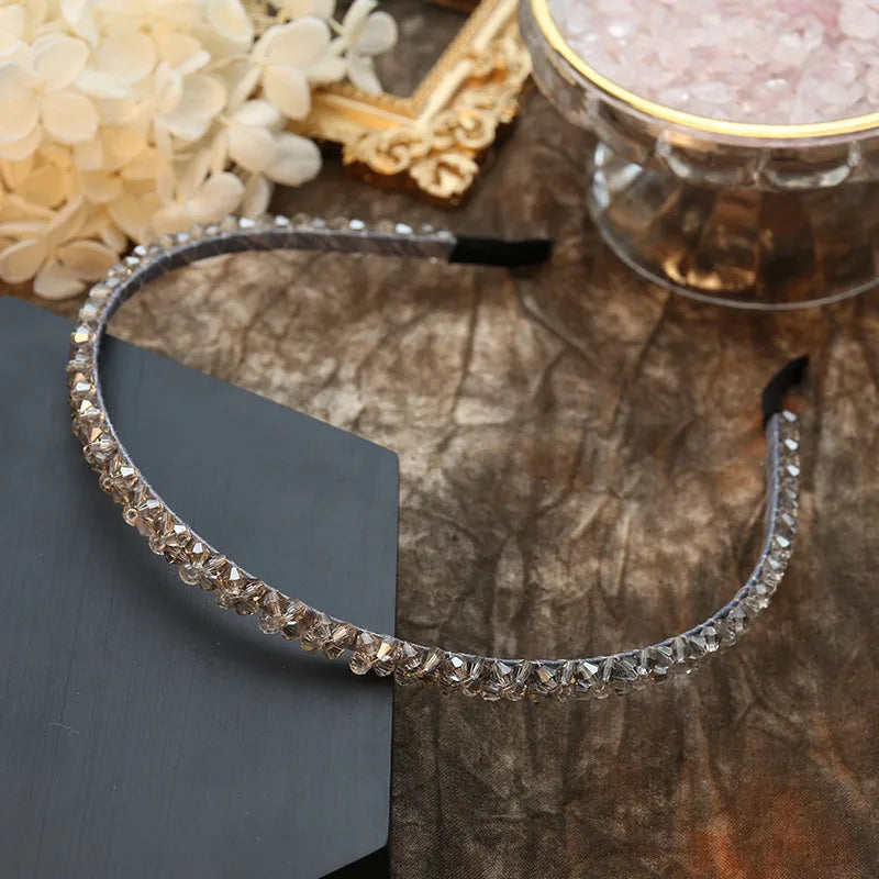 Simple Style Solid Color Rhinestone Inlay Crystal Hair Band