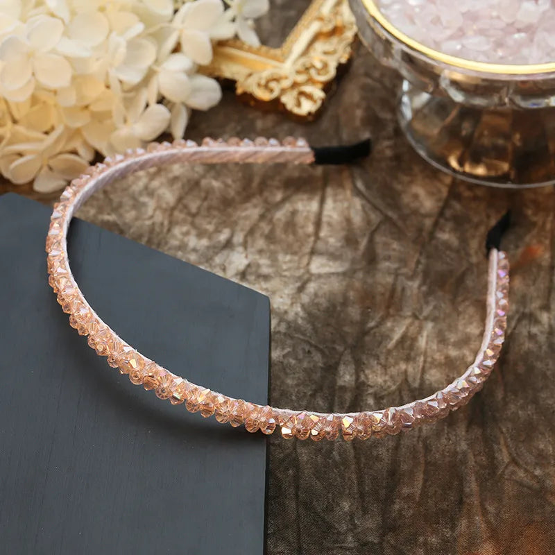 Simple Style Solid Color Rhinestone Inlay Crystal Hair Band