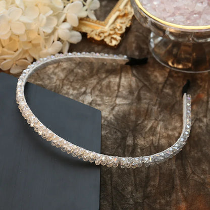 Simple Style Solid Color Rhinestone Inlay Crystal Hair Band