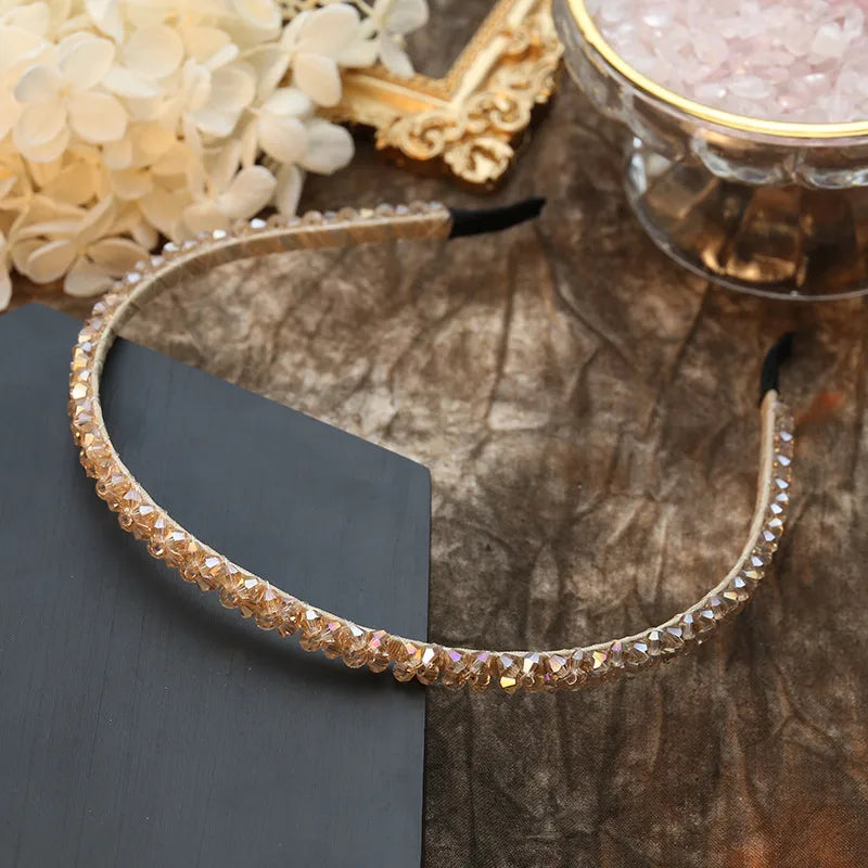 Simple Style Solid Color Rhinestone Inlay Crystal Hair Band