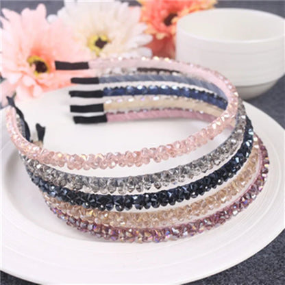 Simple Style Solid Color Rhinestone Inlay Crystal Hair Band