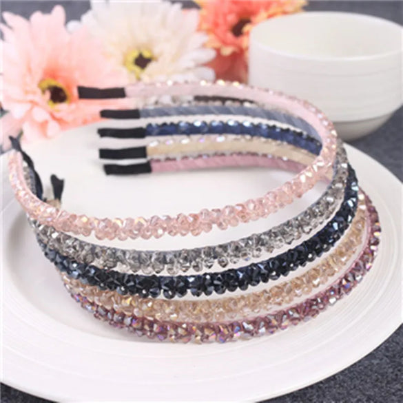 Simple Style Solid Color Rhinestone Inlay Crystal Hair Band