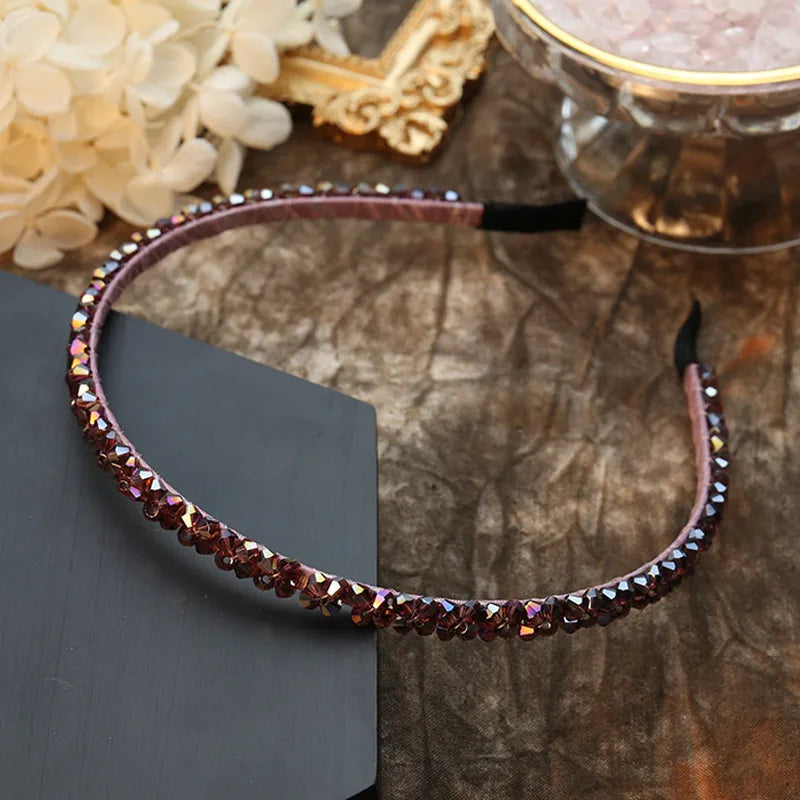 Simple Style Solid Color Rhinestone Inlay Crystal Hair Band