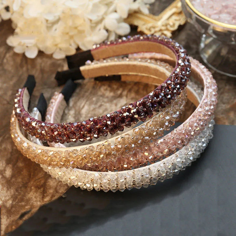 Simple Style Solid Color Rhinestone Inlay Crystal Hair Band