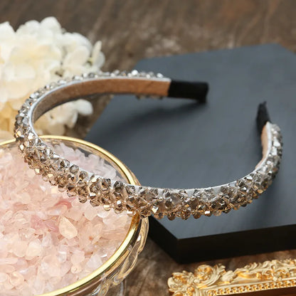 Simple Style Solid Color Rhinestone Inlay Crystal Hair Band