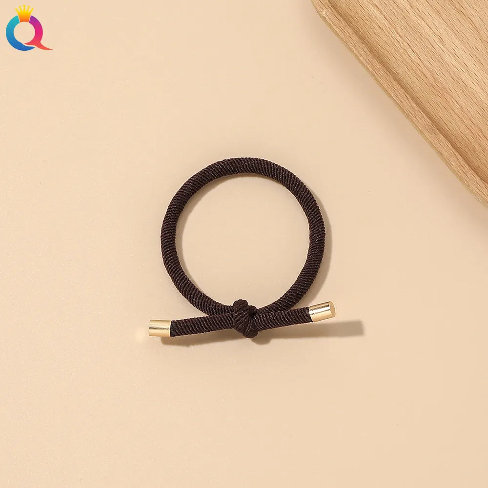 Simple Style Solid Color Rubber Band Metal Hair Tie 1 Piece