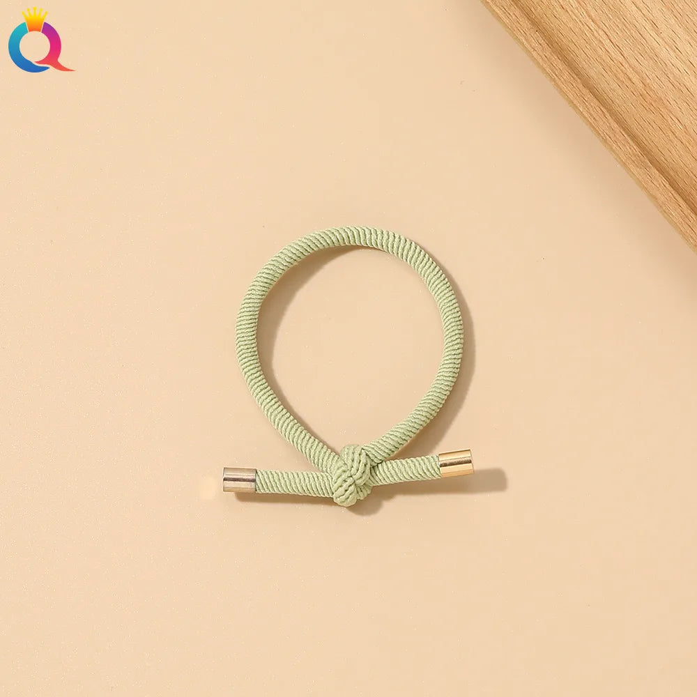 Simple Style Solid Color Rubber Band Metal Hair Tie 1 Piece