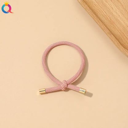 Simple Style Solid Color Rubber Band Metal Hair Tie 1 Piece