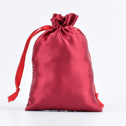 Simple Style Solid Color Satin Drawstring Jewelry Packaging Bags