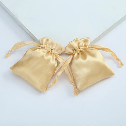 Simple Style Solid Color Satin Drawstring Jewelry Packaging Bags