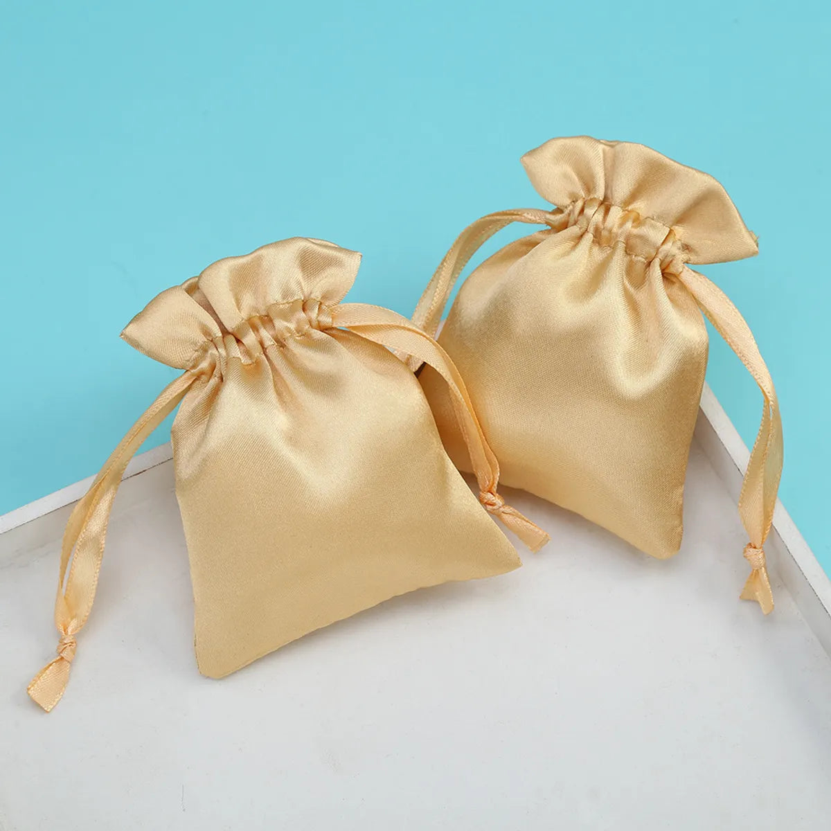 Simple Style Solid Color Satin Drawstring Jewelry Packaging Bags