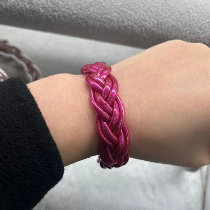 Simple Style Solid Color Silica Gel Braid Unisex Wristband