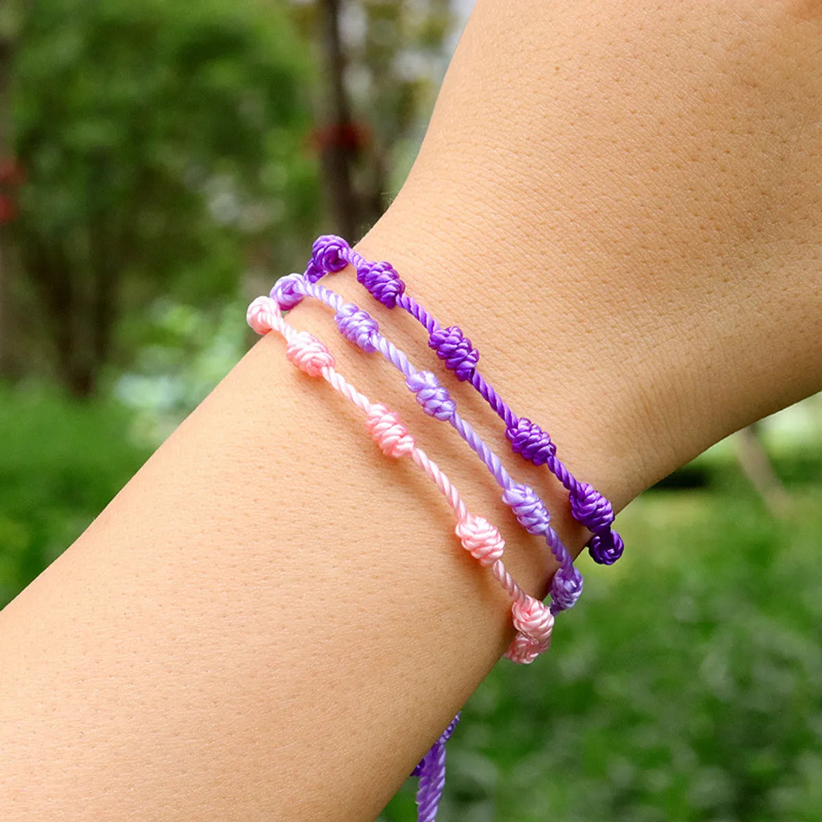 Simple Style Solid Color Silk Thread Braid Unisex Bracelets