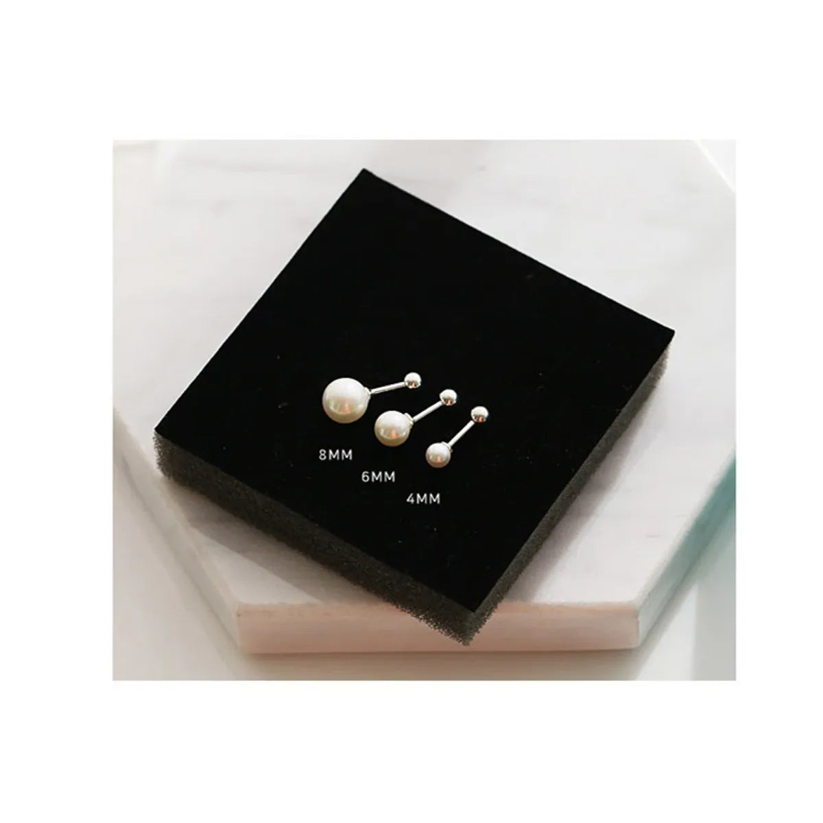 Simple Style Solid Color Silver Plating Inlay Pearl Ear Studs 1 Pair