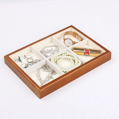 Simple Style Solid Color Solid Wood Flannel Jewelry Rack Jewelry Boxes