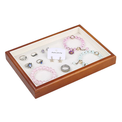 Simple Style Solid Color Solid Wood Flannel Jewelry Rack Jewelry Boxes