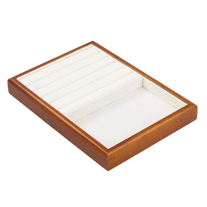 Simple Style Solid Color Solid Wood Flannel Jewelry Rack Jewelry Boxes