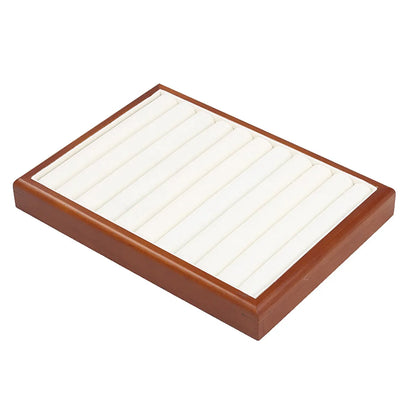 Simple Style Solid Color Solid Wood Flannel Jewelry Rack Jewelry Boxes