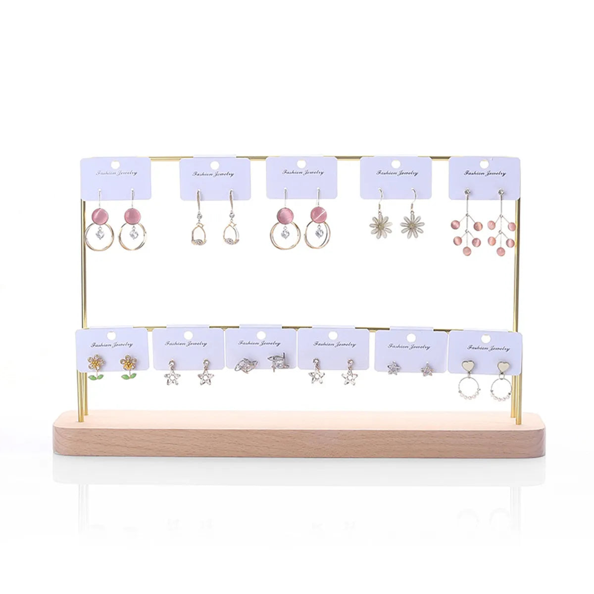 Simple Style Solid Color Solid Wood Iron Jewelry Rack