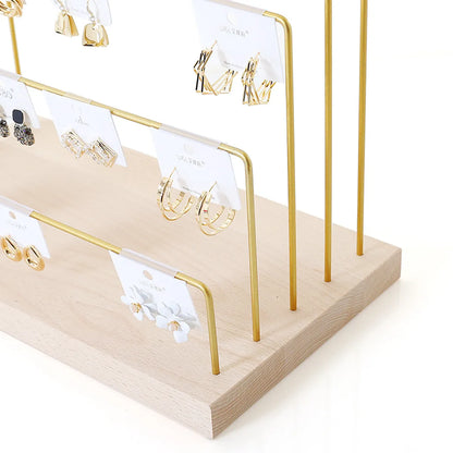 Simple Style Solid Color Solid Wood Iron Jewelry Rack