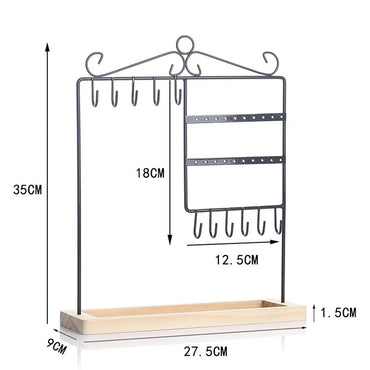 Simple Style Solid Color Solid Wood Iron Jewelry Rack