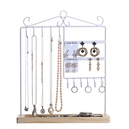 Simple Style Solid Color Solid Wood Iron Jewelry Rack