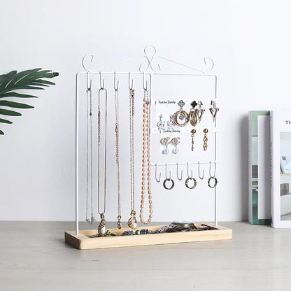 Simple Style Solid Color Solid Wood Iron Jewelry Rack