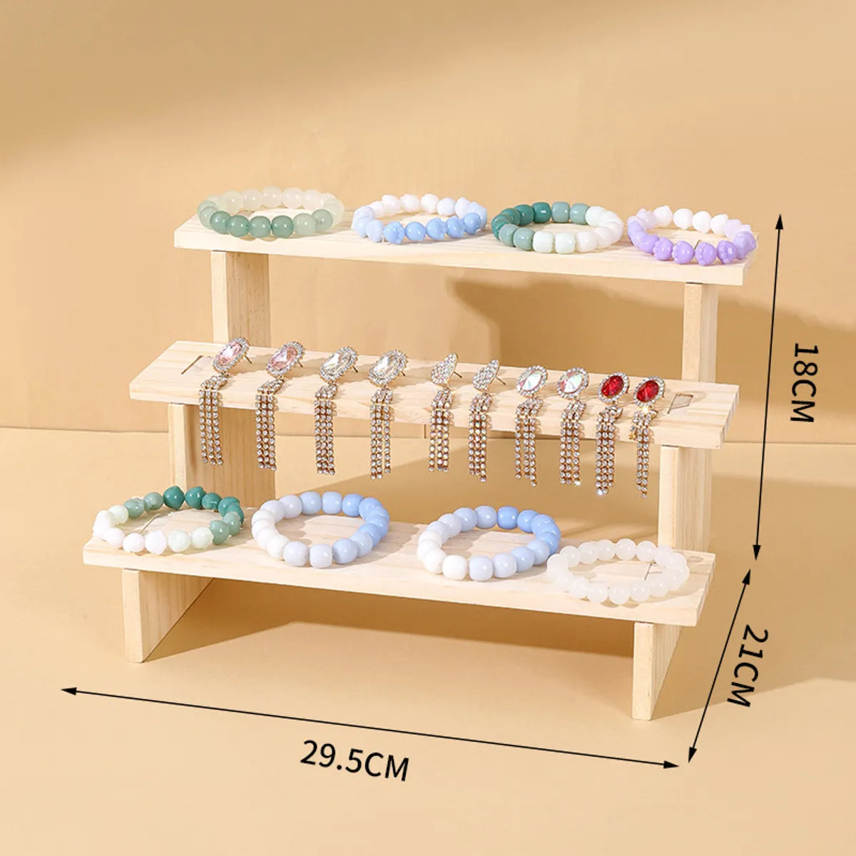 Simple Style Solid Color Solid Wood Jewelry Rack