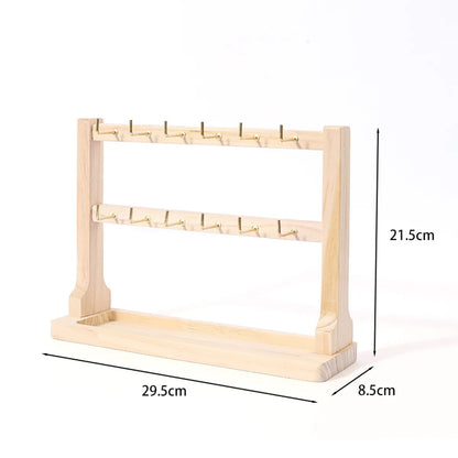 Simple Style Solid Color Solid Wood Jewelry Rack