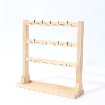 Simple Style Solid Color Solid Wood Jewelry Rack