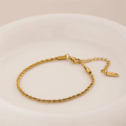 Simple Style Solid Color Stainless Steel 18K Gold Plated Bracelets In Bulk