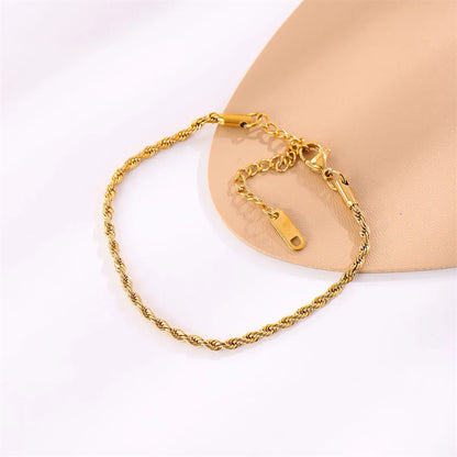 Simple Style Solid Color Stainless Steel 18K Gold Plated Bracelets In Bulk